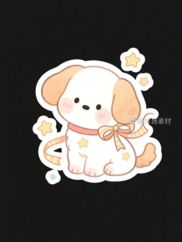 可爱小狗配星星图案