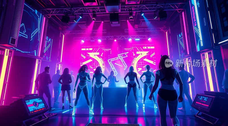 霓虹灯光下的活力舞池