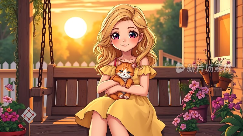 夕阳下的温馨时光