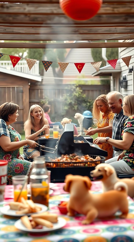 家庭烧烤聚会欢乐时光共享美好