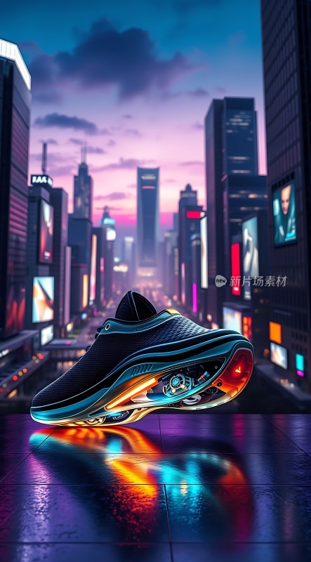 未来之城中的科技跑鞋