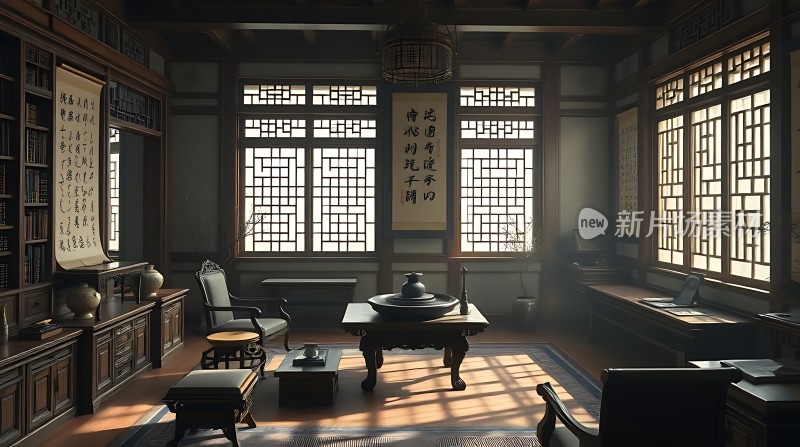 古风书房墨香四溢