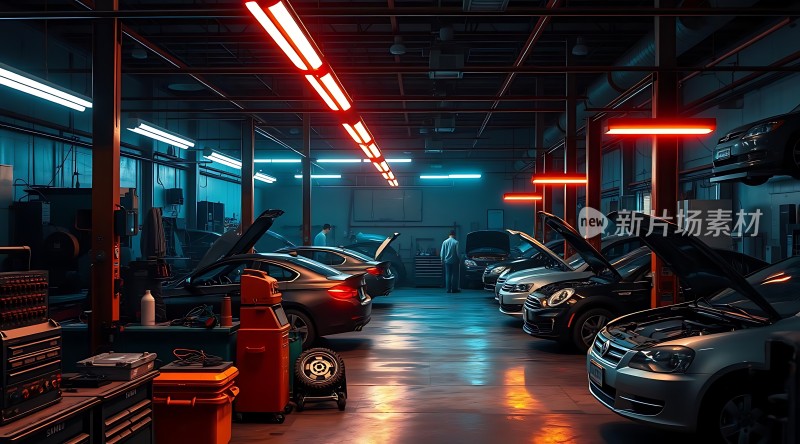 新片场素材 汽车维修车间