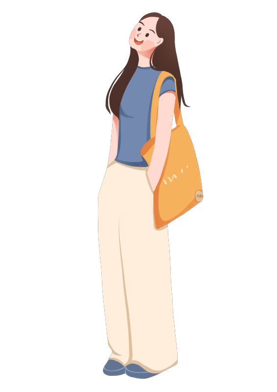 文艺女孩穿搭服装站姿清新插画免扣元素