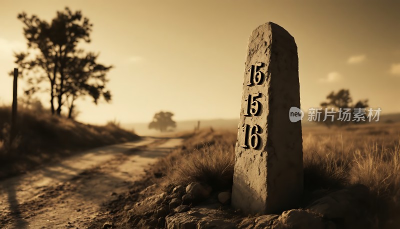 日落下的里程碑