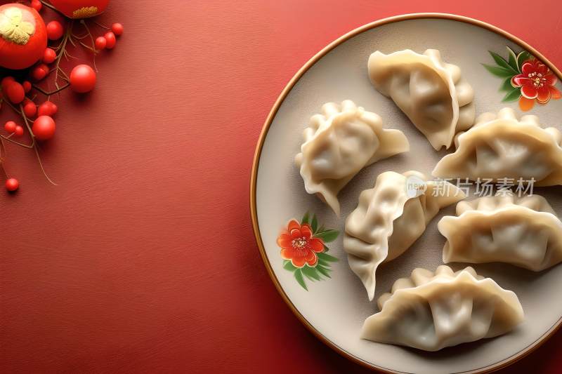 新年背景团圆饺子美食