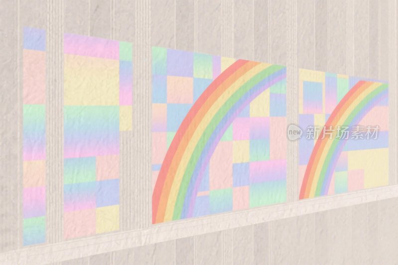 彩色几何彩虹插画