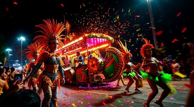 狂欢节之夜霓虹灯光与五彩缤纷的表演者共舞 狂欢节之夜霓虹灯光与五彩缤纷的表演者共舞