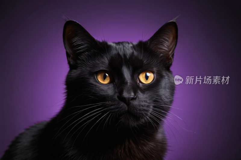 一只眼睛呈黄色的黑猫高清图片