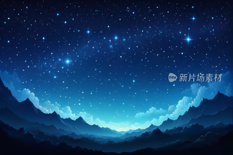 星空夜空有山有星高清背景图片