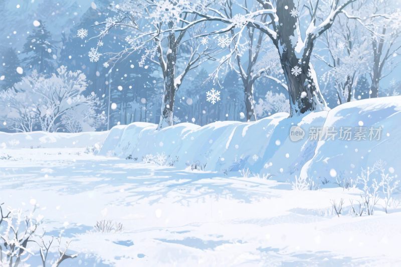 冬季雪景插画