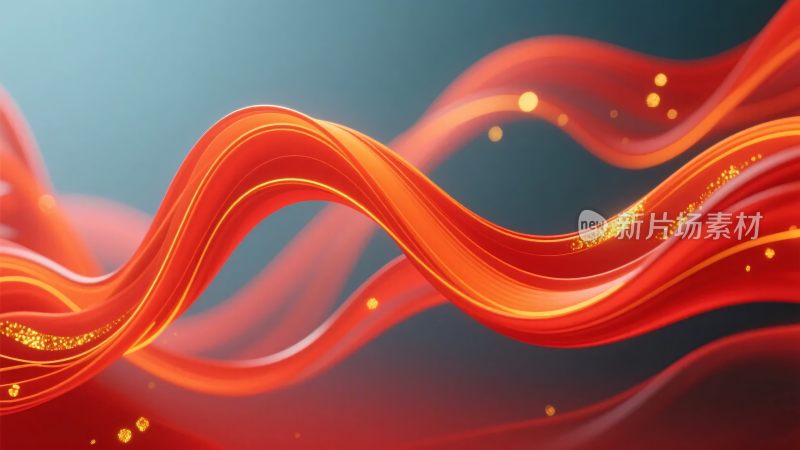 红色流动线条插画