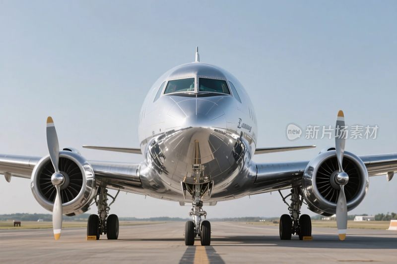 银色飞机跑道场景