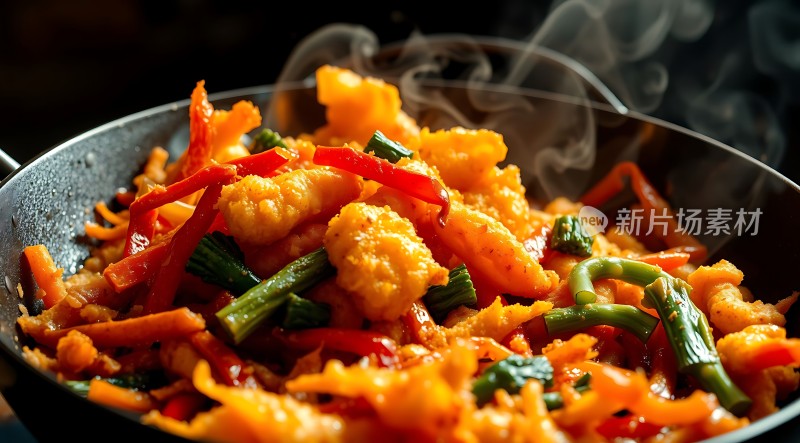 香辣海鲜炒蔬菜