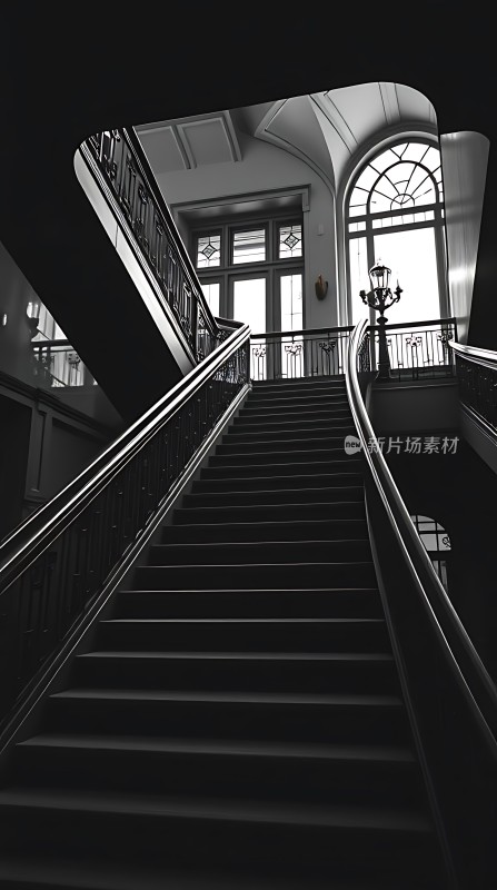 光影交错下的优雅楼梯