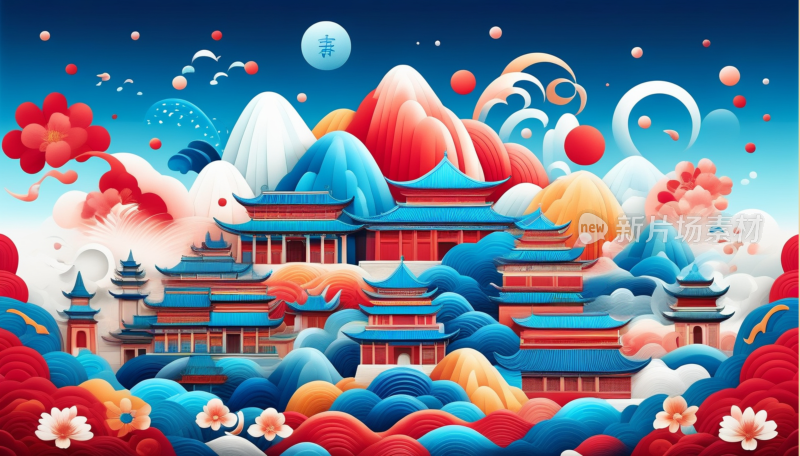 中国画山水画背景