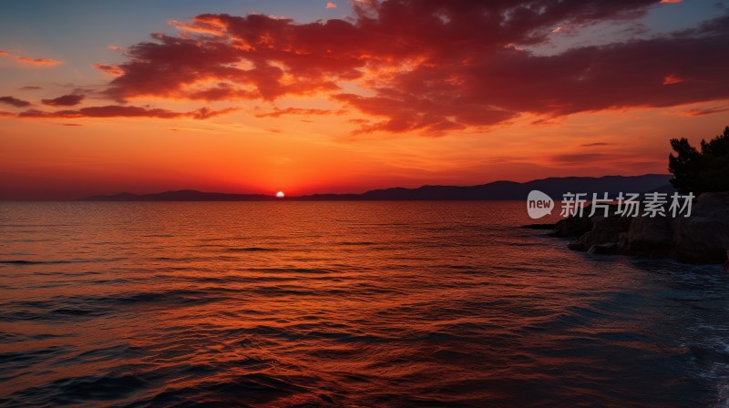 海面上的落日夕阳晚霞