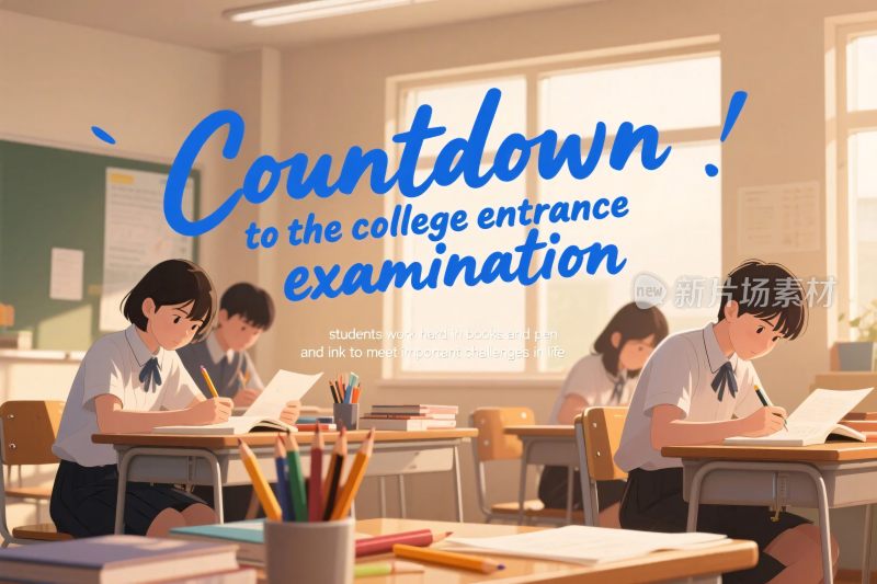 高考倒计时课堂插画
