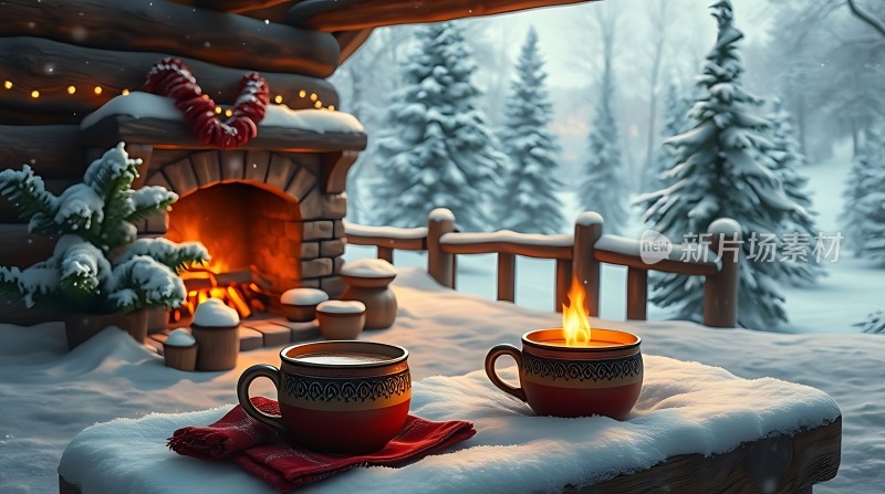 冬日暖炉旁的温馨时刻