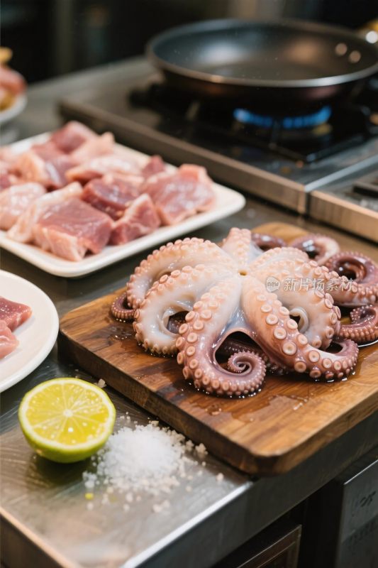 厨房中食材烹饪场景