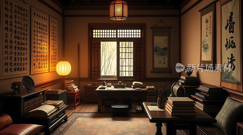 古风书房墨香四溢