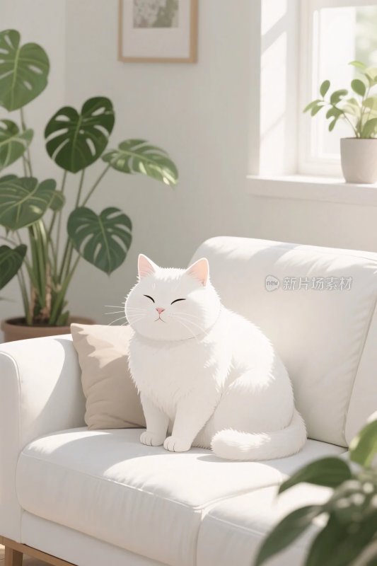 猫咪沙发温馨场景