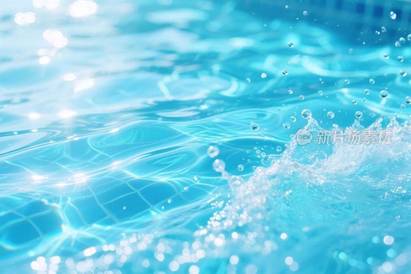 蓝色水波水花纹理