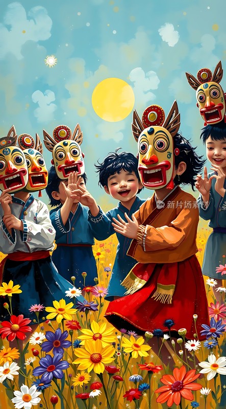 面具舞者欢庆节日