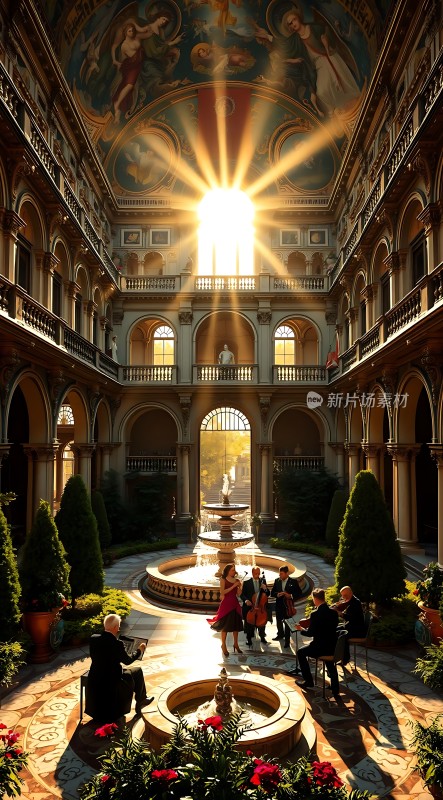 阳光下的音乐喷泉