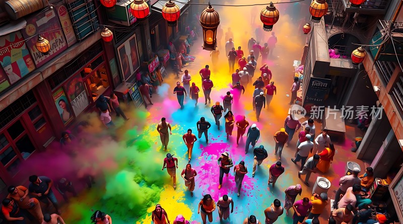 彩色粉末节上的欢乐庆典
