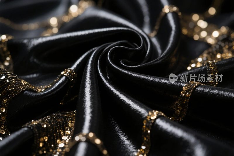 黑色丝绒金纹织物特写
