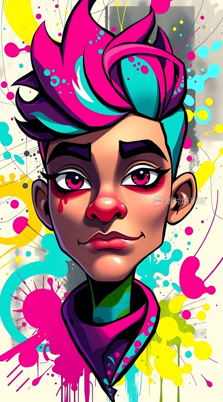 彩色头发艺术人物肖像