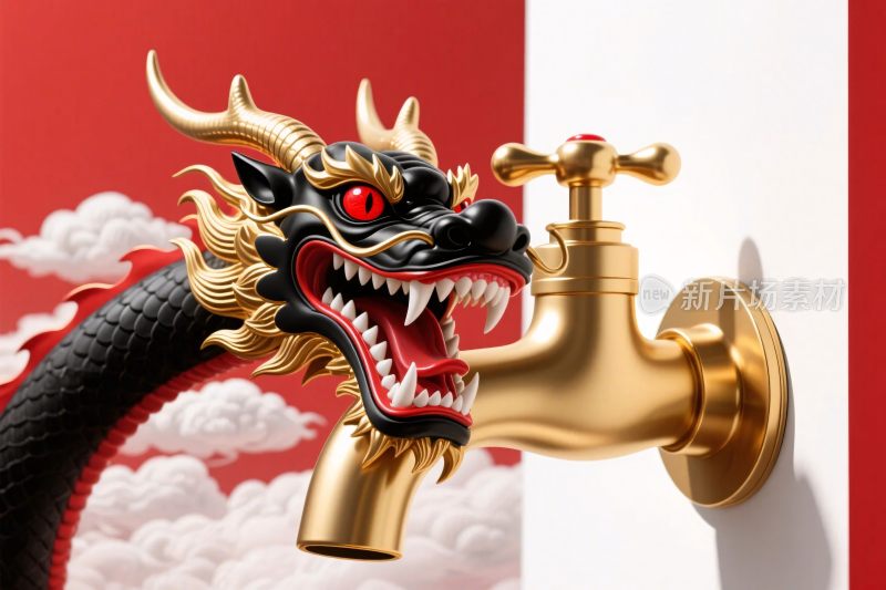 龙形水龙头插画