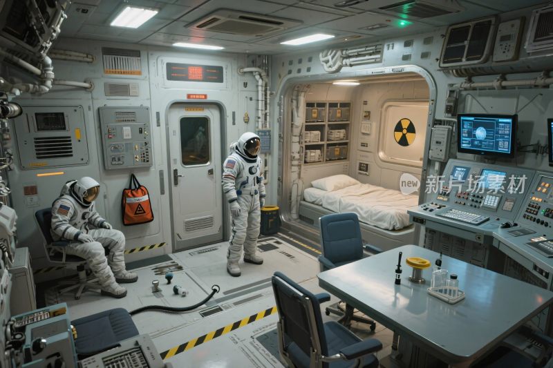 太空舱内宇航员场景