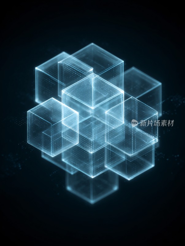 科技感透明立方体元素插画