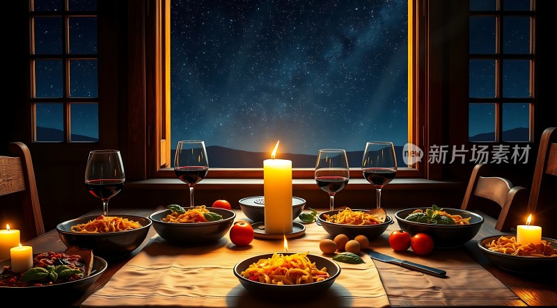 星空下的浪漫晚餐