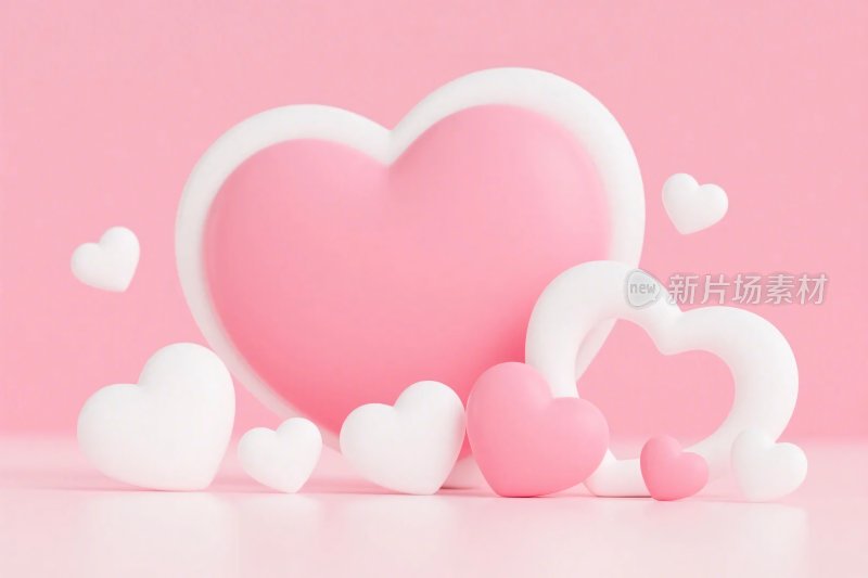 粉色爱心装饰插画