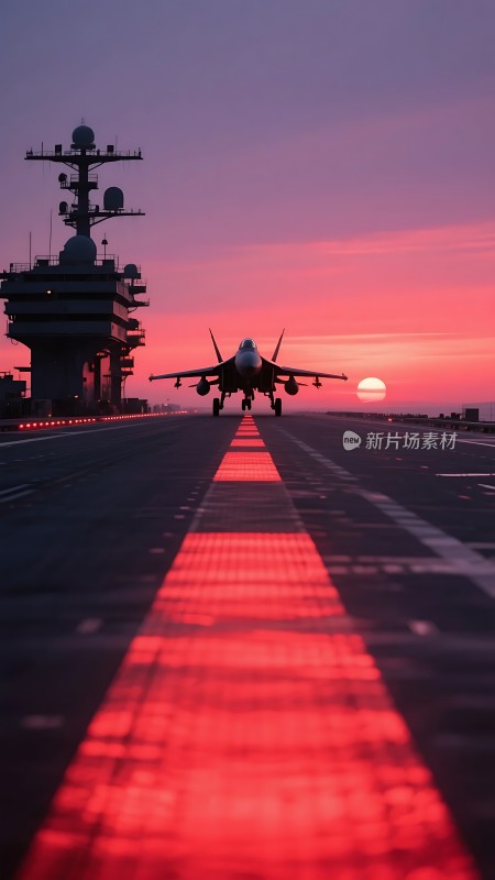 日出时分的航母与战斗机
