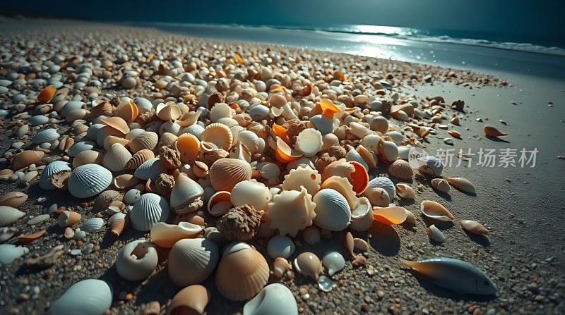 阳光下的贝壳沙滩