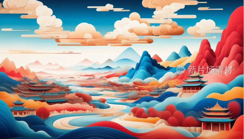 中国画山水画背景