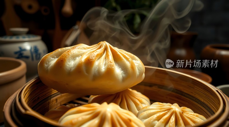蒸笼里的美味包子