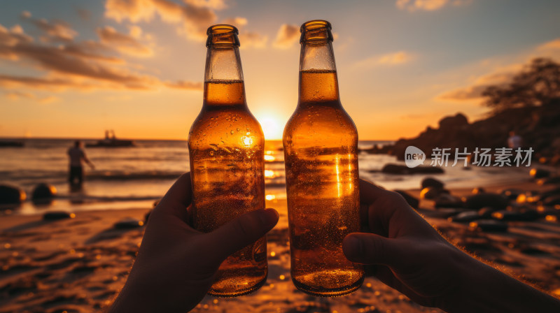 海滩上的啤酒畅饮