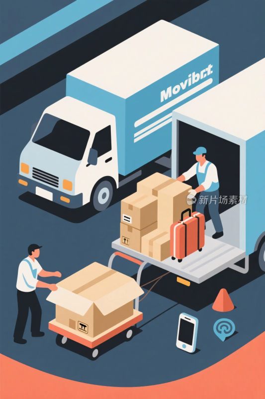货物运输物流场景插画