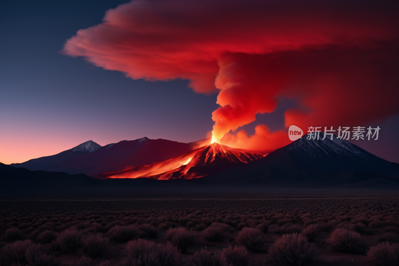 火山熔岩和熔岩从地面升起高清背景图片