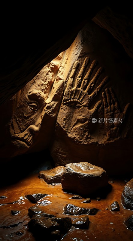 岩壁上的神秘雕刻与眼睛图案