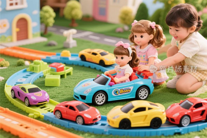 儿童玩具车玩耍场景