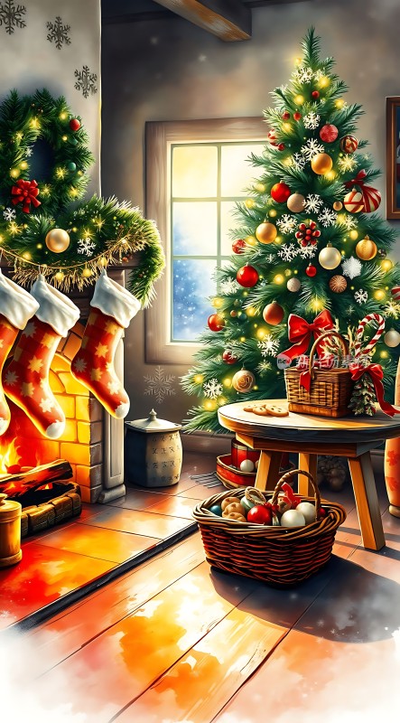 圣诞树下的温馨家园