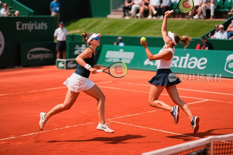 网球女双比赛瞬间