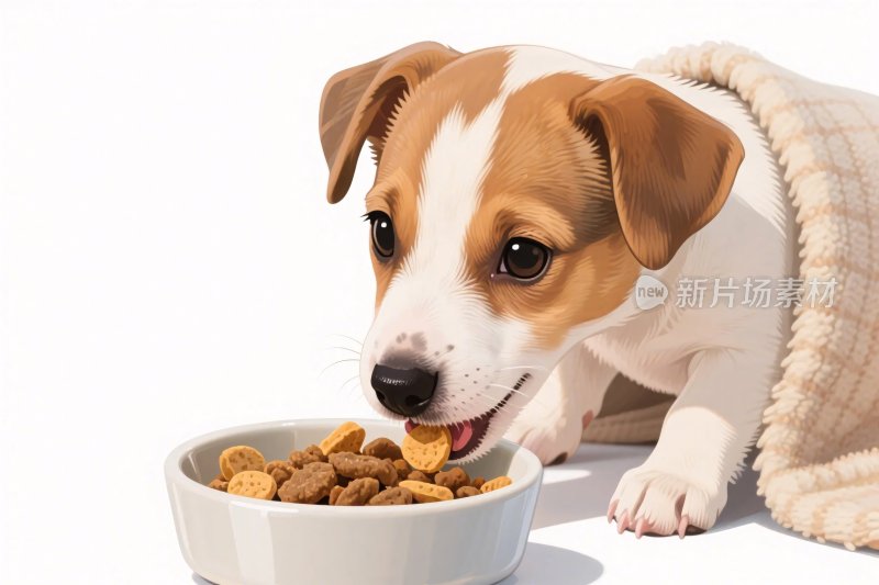 小狗吃狗粮画面