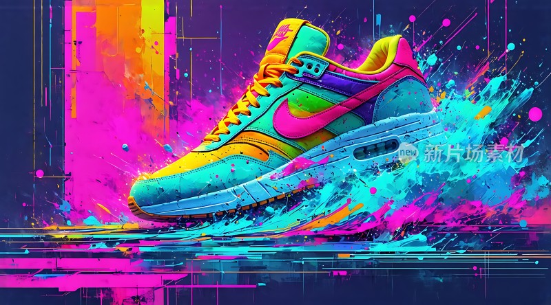 彩色运动鞋的艺术展示